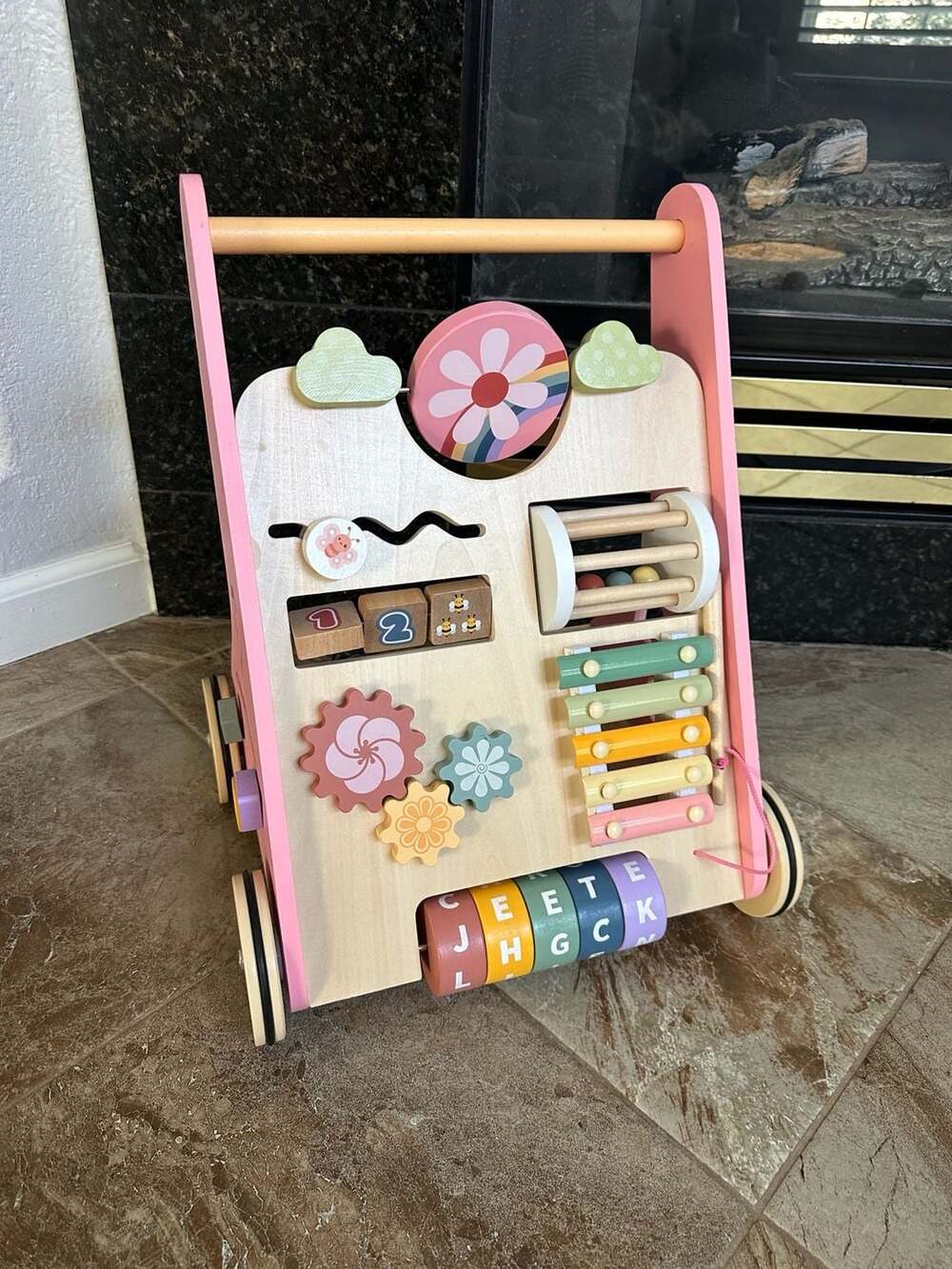 Bautia Wooden Baby Walker Activity Center Pink
